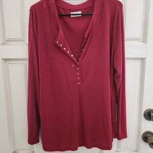 Maurices Burgundy Button Down Long Sleeve Shirt